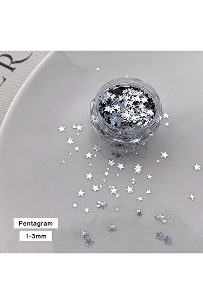 Choice A2 1 Jar Shiny Silver Sequins Mix Shapes Starlight Love Star Slice Decals Manicure Paillette Charms