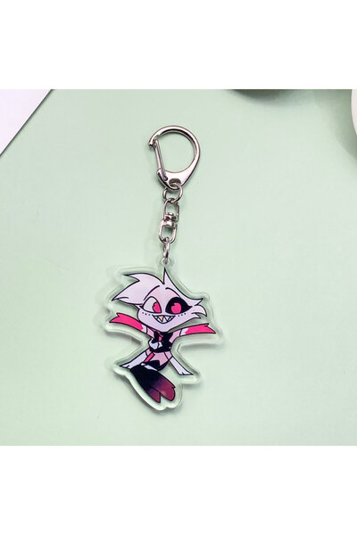 Miniso سلسلة مفاتيح سيارة إبداعية من الأكريليك، 5 سم، تضم 4 شخصيات كرتونية من فندق هازبين، إكسسوارات للحقائب وحقائب الظهر