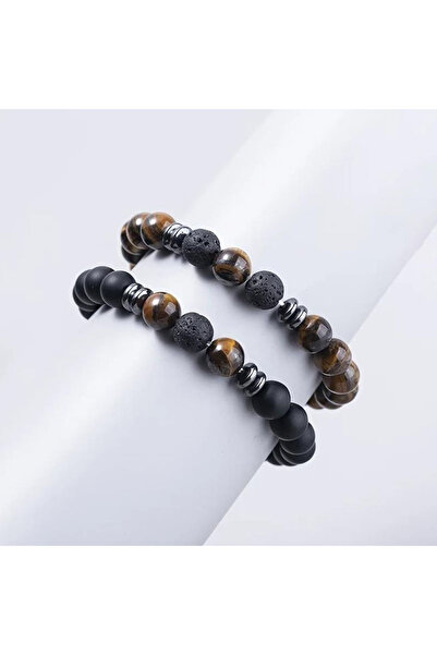 Choice 17cm 2Pcs Tiger eye Onyx 2Pcs Man Bracelet Energy Stone 8mm Tiger Eye ...