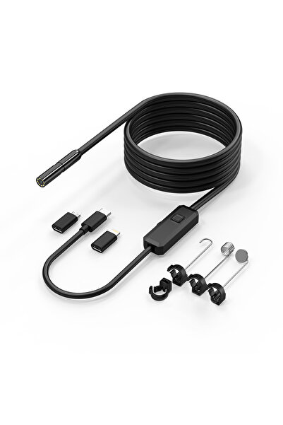 Endoskop 20MP IP67 - 5 Metre Kablolu LED Aydınlatmalı - Android/iOS Uyumlu - Siyah