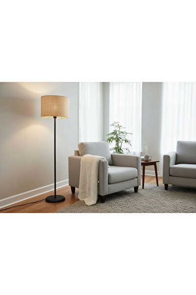 ABAJUR EVİM Farell siyah ayaklı silindir şapka Lambader