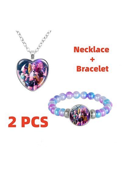 Choice قطعتان - طقم مجوهرات Kpop Demon Hunters مكون من قطعتين، قلادة وسوار أن...