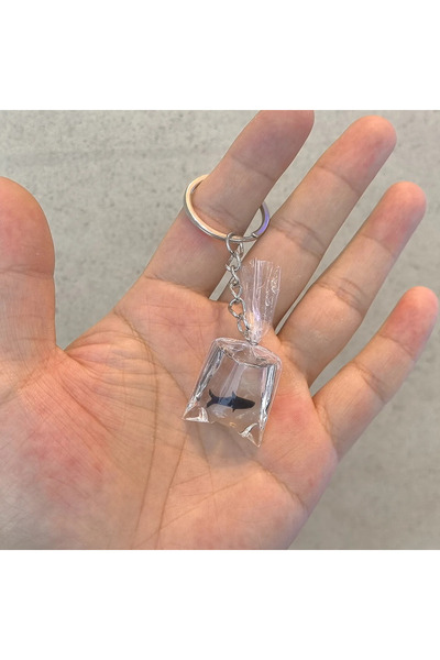 Choice قطعة واحدة - سلسلة مفاتيح على شكل سمكة قرش سوداء شفافة، إكسسوارات أنيق...