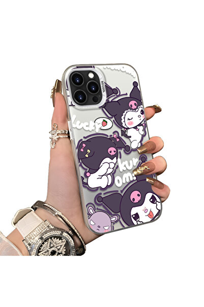 ucuc iPhone 14 Pro Max Compatible Protective Silicone Edge Acrylic Back Kurom...