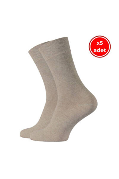 meristanbul Business Socks, 5 Pieces, Size 39-42, Soft, Cotton, Milk Brown