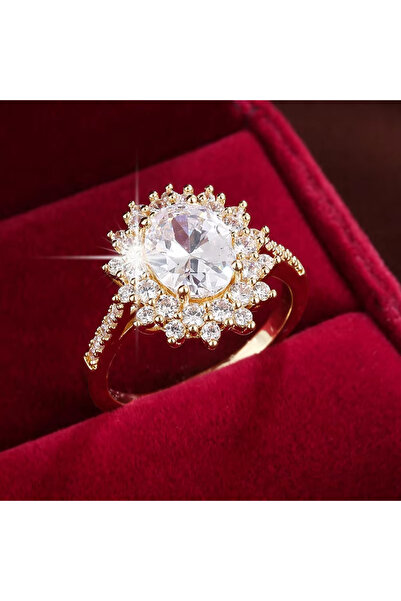 Choice خاتم خطوبة فاخر مرصع بحجر زركونيا مكعب أزرق بيضاوي الشكل، بتصميم عتيق ...