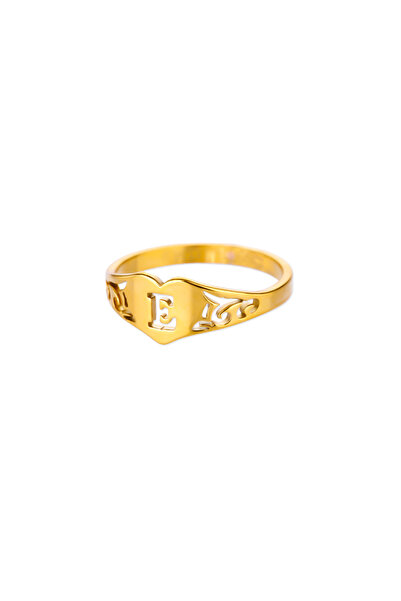 Choice 7 Gold Color E Fashion Hollow Initial Letter Heart Rings For Women Gol...