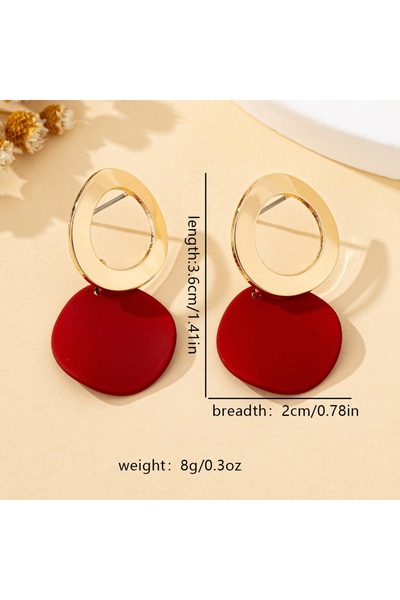 Choice Red A Pair of Women's Earrings Wave Pattern Geometric Round Disc Stud ...