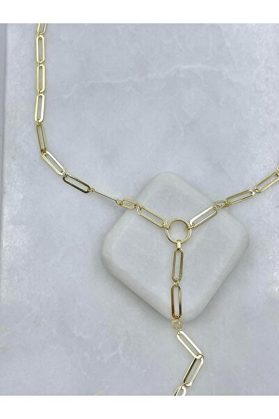 Seda Bijuteri Altın Kaplama Ataç Model Y Kolye Gold