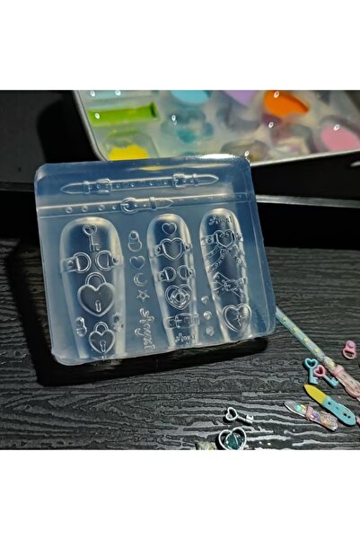 Choice PF-867 A belt buckle heart lock star moon sweet cool style three-dimensional nail decoration templat