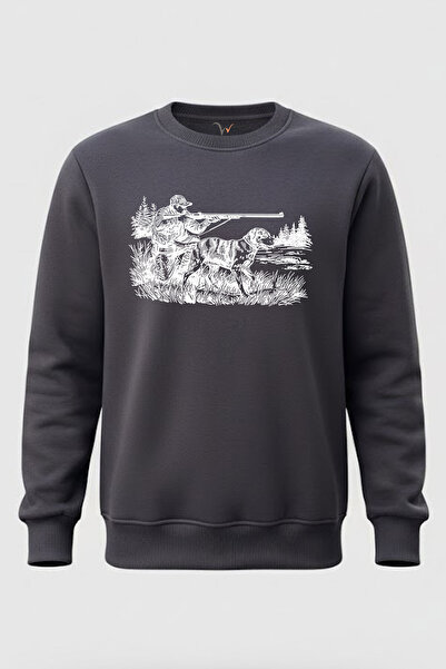 WİDİ Desen cu vânător și câine de vânătoare cu imprimeu bumbac 100% Regular F...