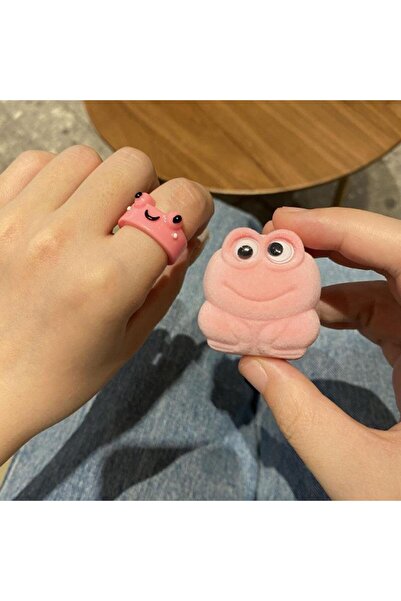Choice Pink Cute Cartoon Frog Shaped Ring Couple Valentine's Day Frog Ring Cute Animal Ring Accessories Bes