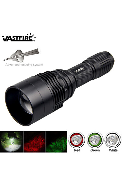 Choice مصباح يدوي زوم متعدد الألوان 3 في 1 بدون بطارية، إضاءة تكتيكية بيضاء/ح...