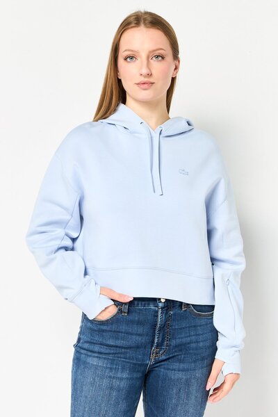Lacoste Women Embroidered Long Sleeve Hoodie, Light Blue