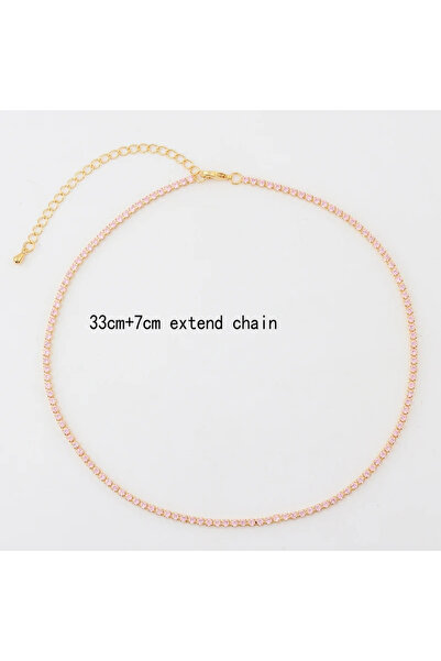 Choice green gold 18K Gold Plated Pink Green Heart Pendent CZ Tennis 3A Zircon Paved Crystal Chain Choker N