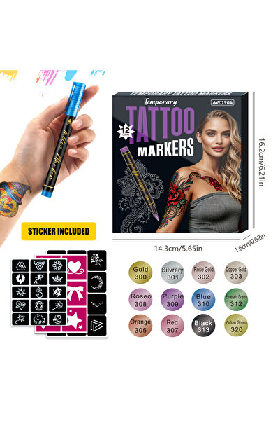 Choice 12 Colors 10/12/18/24Colors Tattoo Pen Body Painting Pen Washable Quick Drying For Drawing Theme Par