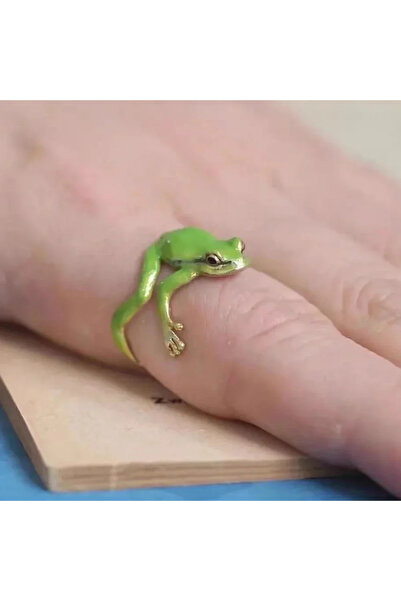 Choice خاتم ضفدع شجري أخضر صغير قابل للتعديل، خواتم مفتوحة على شكل ضفدع للنسا...