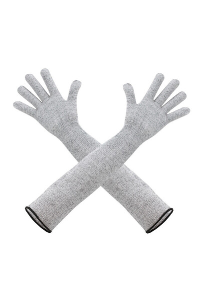 Choice كمّ رمادي طويل مضاد للقطع بطول 40 سم، مصنوع من مادة البولي إيثيلين عال...