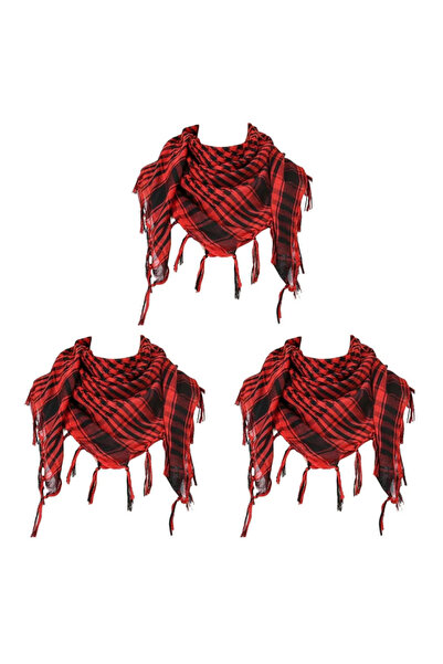 Choice 3 قطع - أحمر، 1/2/3 قطع، كوفية، وشاح صحراوي تكتيكي، لفافة شماغ، وشاح ر...