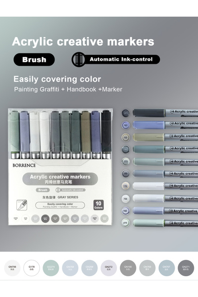 Choice مجموعة أقلام تلوين أكريليك من سلسلة غراي، ١٠ ألوان/علبة، قابلة للتكديس...