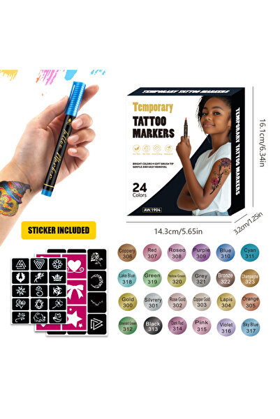 Choice 24 Colors 10/12/18/24Colors Tattoo Pen Body Painting Pen Washable Quick Drying For Drawing Theme Par