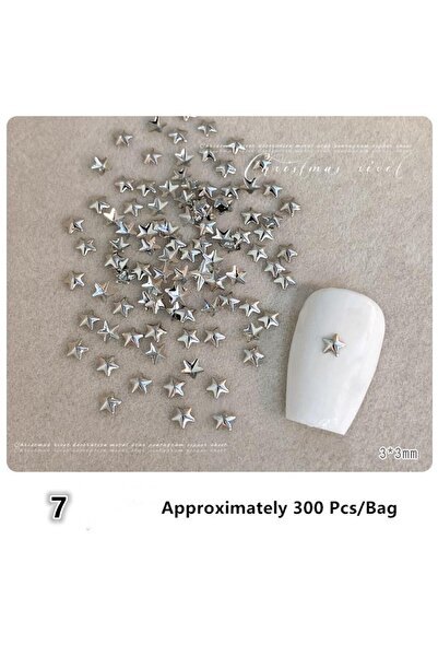 Choice 7 Hollow Star Nail Art Art Rivet Charms 3d Alloy Five-Pointed-Star Gol...
