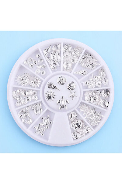 Choice فن تزيين الأظافر الفضي الأنيق، مستوحى من المحيط، زينة معدنية ثلاثية ال...