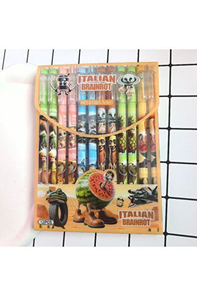 Choice 12 قلم حبر جاف إيطالي قابل للمسح، بتصميمات أنمي لطيفة، سريع الجفاف.