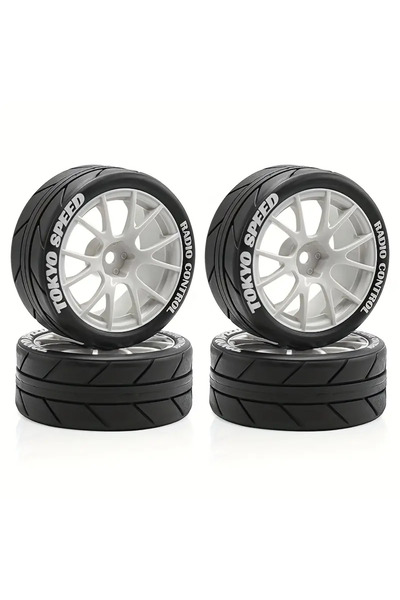 Choice إطارات ومحاور عجلات بيضاء لسيارات التحكم عن بعد، مناسبة لسيارات السباق...