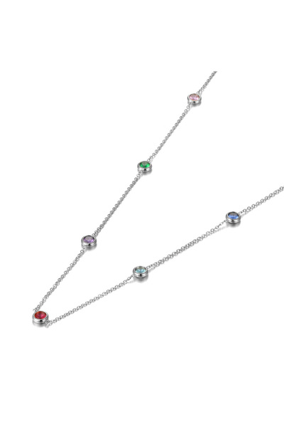 Choice N21196P Lokaer Trendy Titanium Stainless Steel Colorful CZ Crystal Choker Necklace Bohemia Beach Pen
