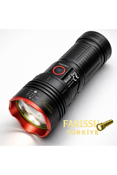 farissu Small Sun Zoomlu Şarjlı El Feneri 60W 6000 Lümen Type-C Şarjlı 2 KM M...