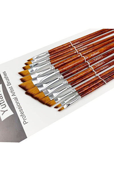 Choice 12pcs Angular High-Quality 12pcs Angular Artist Paint Brush Set - Anti-Shedding Nylon Hair, Durable