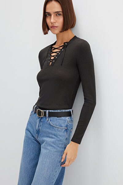 Mavi Kadın Uzun Kollu Antrasit Tişört 1613839-70262