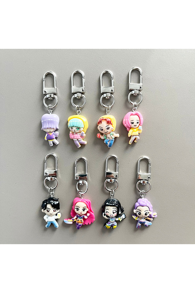 Miniso 8pcs Keychains 8pcs Kpop Demon Hunters Resin Pendant Set, Cartoon Anime Keychain for Backpack, Cospl