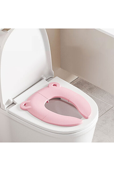 Choice مرحاض محمول قابل للطي بتصميم كرتوني للأطفال باللون الوردي، مناسب للسفر والرحلات الخارجية والفنادق، مزود بمقعد مريح.