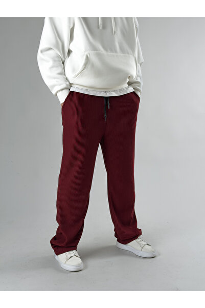 COCOPELLI Burgundy Corded Fabric Men's Baggy Pants Coc2660