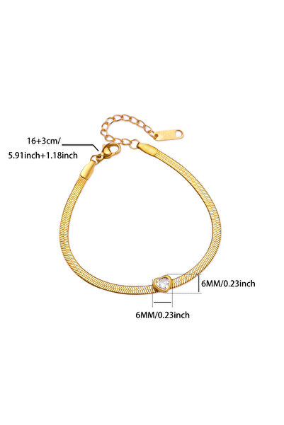 Choice 19cm B1805G-4 Zircon Birthstone Heart Bracelets For Women Gold Color Stainless Steel Heart Bracelet