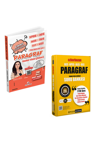 Dizgi Kitap KPSS AGS ALES DGS TYT MSÜ Paragraf Çıkmış Sorular ve Pegem Ezberb...