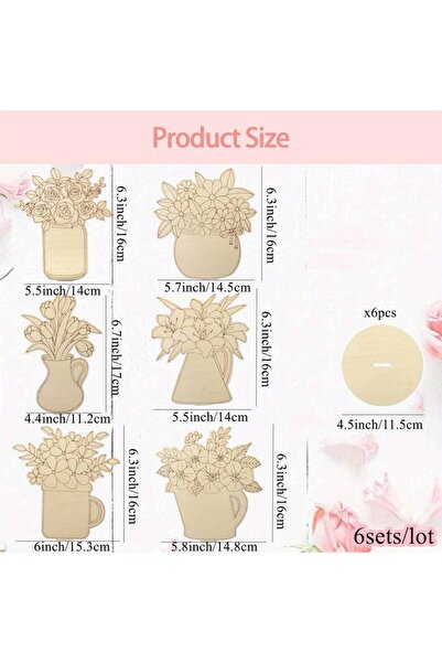 Choice 6sets mixed 6Sets Wooden Flower Table Ornament Rose/Lily/Tulip DIY Painting Crafts For Spring Mother
