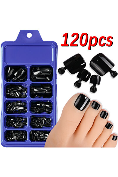 Choice TD247-4 120Pcs Glossy Red Fake Toenail Tips Summer Short Square Press ...