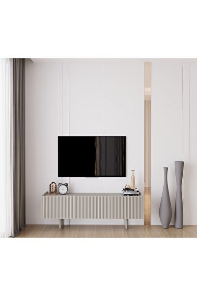 enwood Capella kumtaşı Country Mdf 3 Kapaklı Ahşap Ayaklı 140 Cm Tv Ünitesi