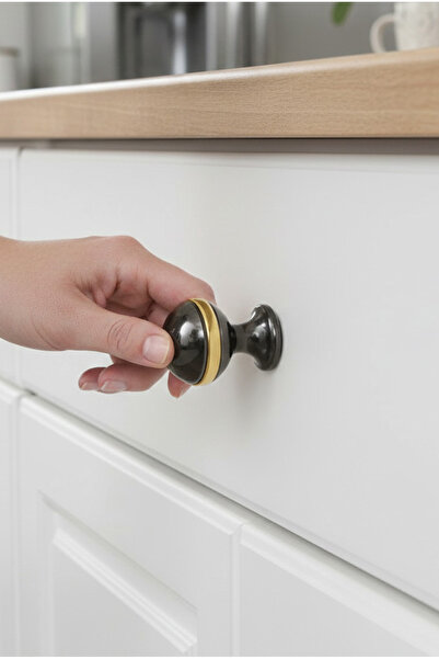 BERFİNO 5'li Lüks Füme-Altın ''Pirinç'' Düğme Kulpu | Lüks Pirinç Malzeme | Ç...