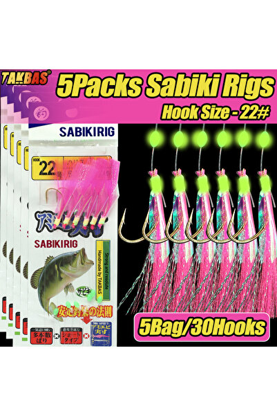 Choice Size22 5Packs 5pcs Sabiki Drill Sea Fishing, Pre-Tied Bait Drill 30 Ho...