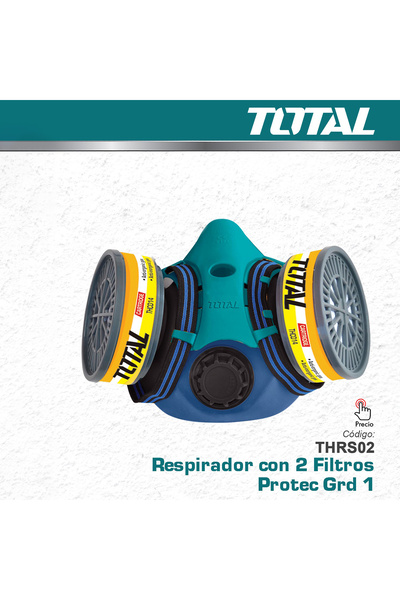 TOTAL قناع تنفس مزود بخرطوشة وفلاتر قابلة للاستبدال للحماية من المواد الكيميائية المستخدمة في رش الطلاء والغازات الحمضية