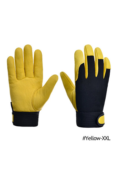 Choice XXL-Yellow Cowhide Leather Work Gloves Safety Protection Labour Garden Motorcycle Sports Driver Work