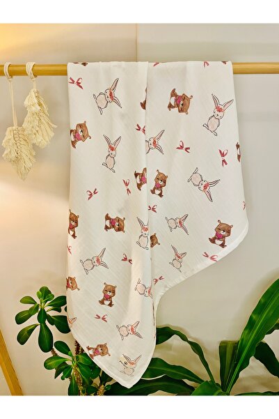 Parlova Tufi Çok amaçlı müslin örtü, %100 pamuk, baskılı, 75x85 cm