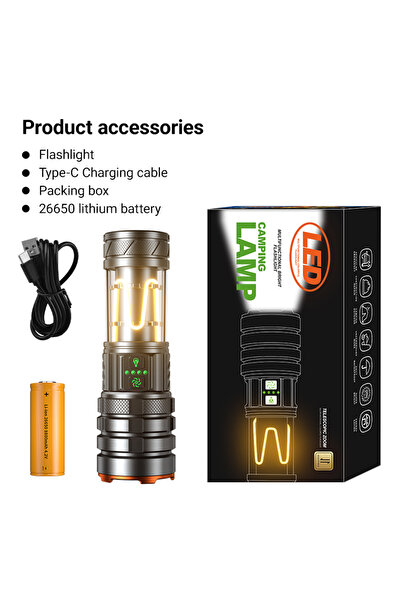 Choice ZOOM FJH-With Battery Led Camping Lantern Hand Torch Flashlights Rechargeable Portable Outdoor Hangi