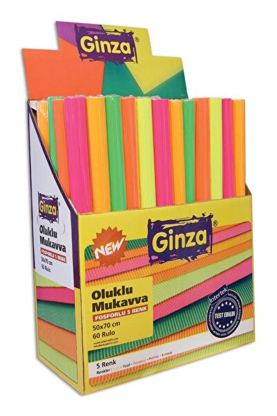 Ginza Phosphorescent Corrugated Cardboard in 50*70 Size, 5 Colors (5 Pieces)
