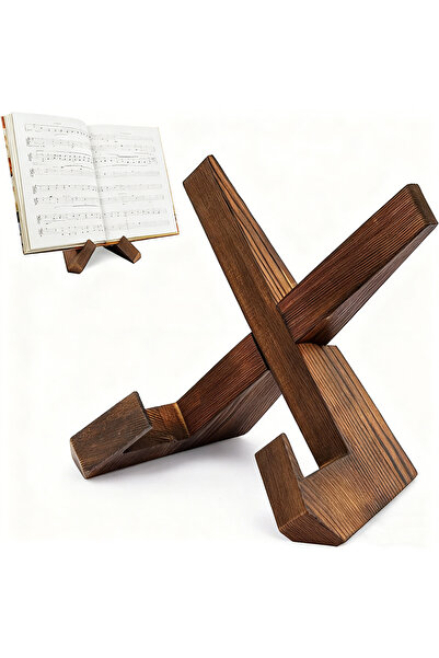 Choice حامل كتب خشبي قابل للطي للقراءة على سطح المكتب، مصنوع من خشب الشوكولاتة، مع مشبك موسيقي.