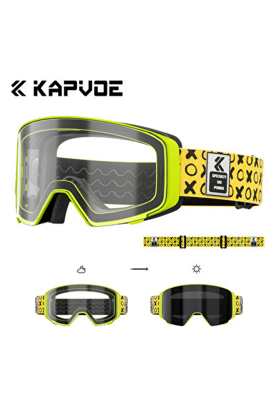 KAPVOE نظارات ثلجية متغيرة اللون (فوتوكروميك-BK-06) للرجال، نظارات تزلج، قناع...